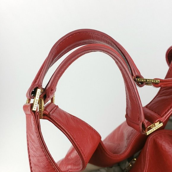 Tory Burch Dafina Red Hobo Bag Tote Handbag and Dustbag - Picture 9 of 11